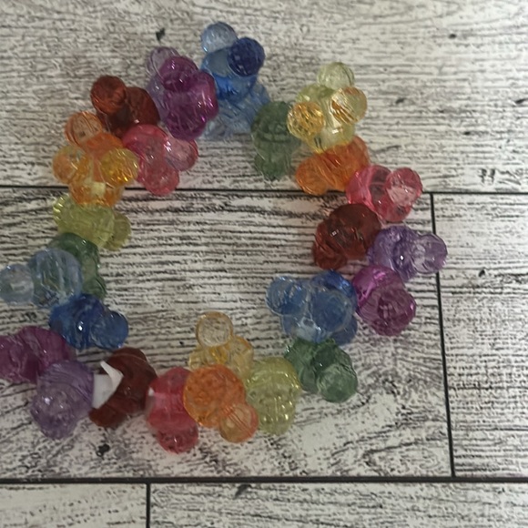 Disney parks Mickey multicolor rainbow plastic bead cluster elastic bracelet - Picture 2 of 4